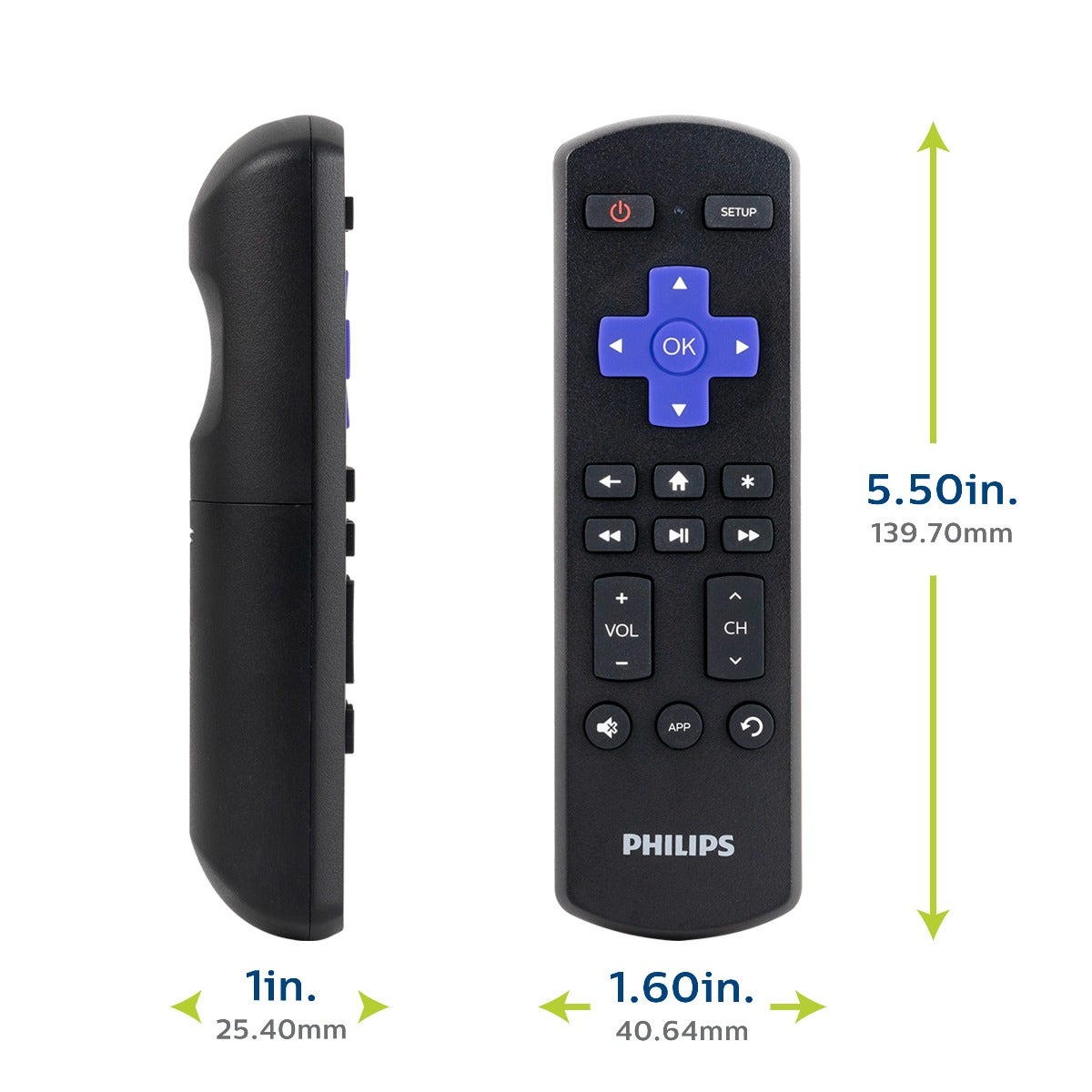 Philips Roku TV Replacement Remote, Black
