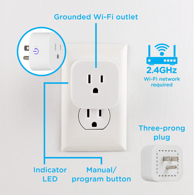 Enbrighten VIBE Indoor Single-Outlet Wi‑Fi Matter Smart Plug, 4 Pack