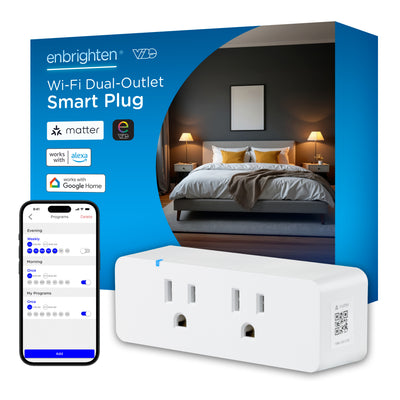 Enbrighten Vibe Indoor Dual-Outlet Wi‑Fi Matter Smart Plug