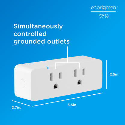 Enbrighten Vibe Indoor Dual-Outlet Wi‑Fi Matter Smart Plug