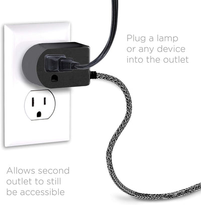 Cordinate Tabletop Switch with Braided Cord, Black, 2pk