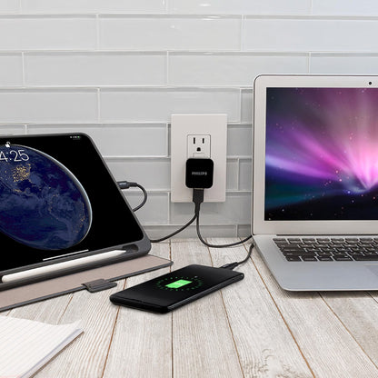 Philips Wall Charger Charging Kit, 2 Port, 2.4A, USB-A to USB-C