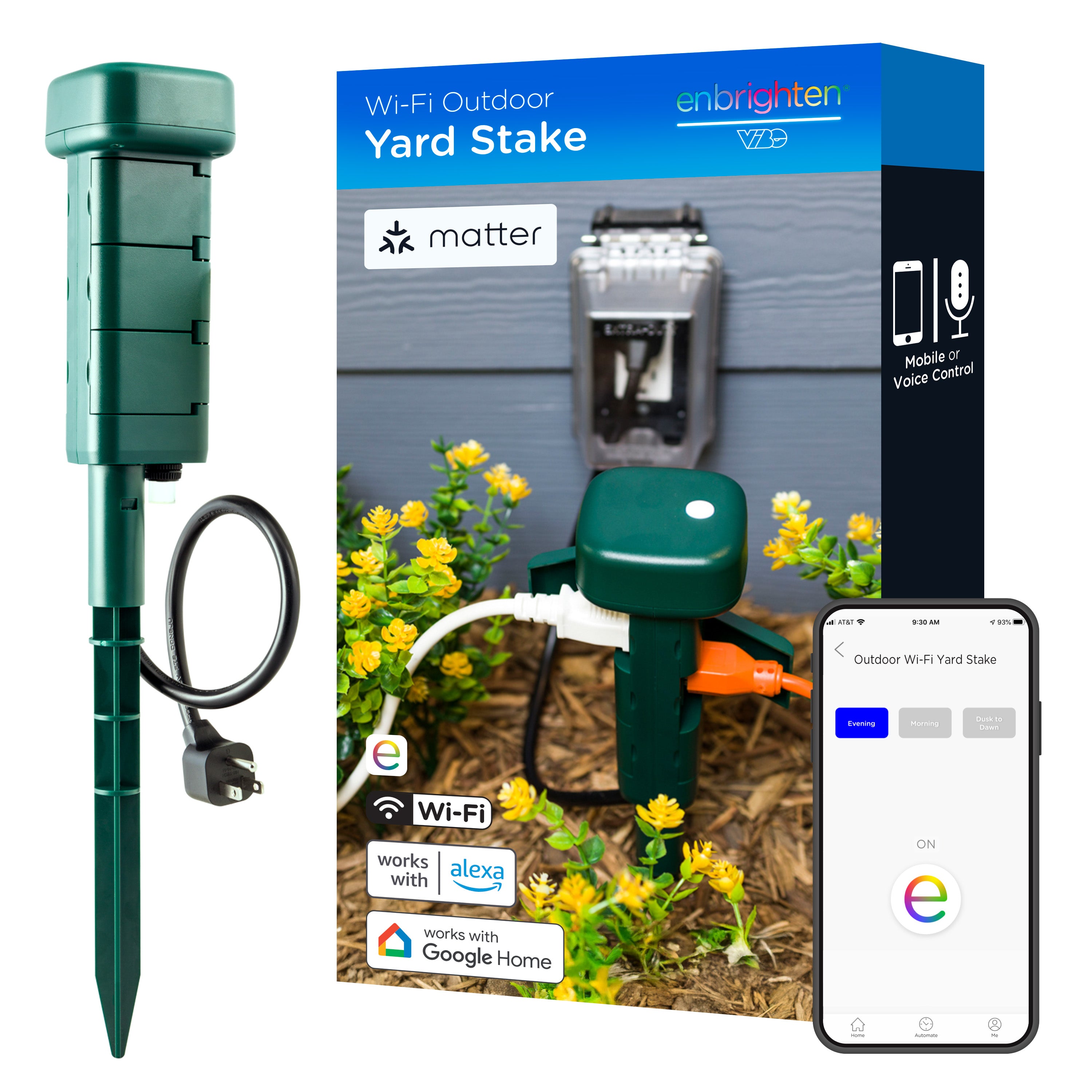 Enbrighten Vibe Wi‑Fi Matter Smart Plug Yard Stake