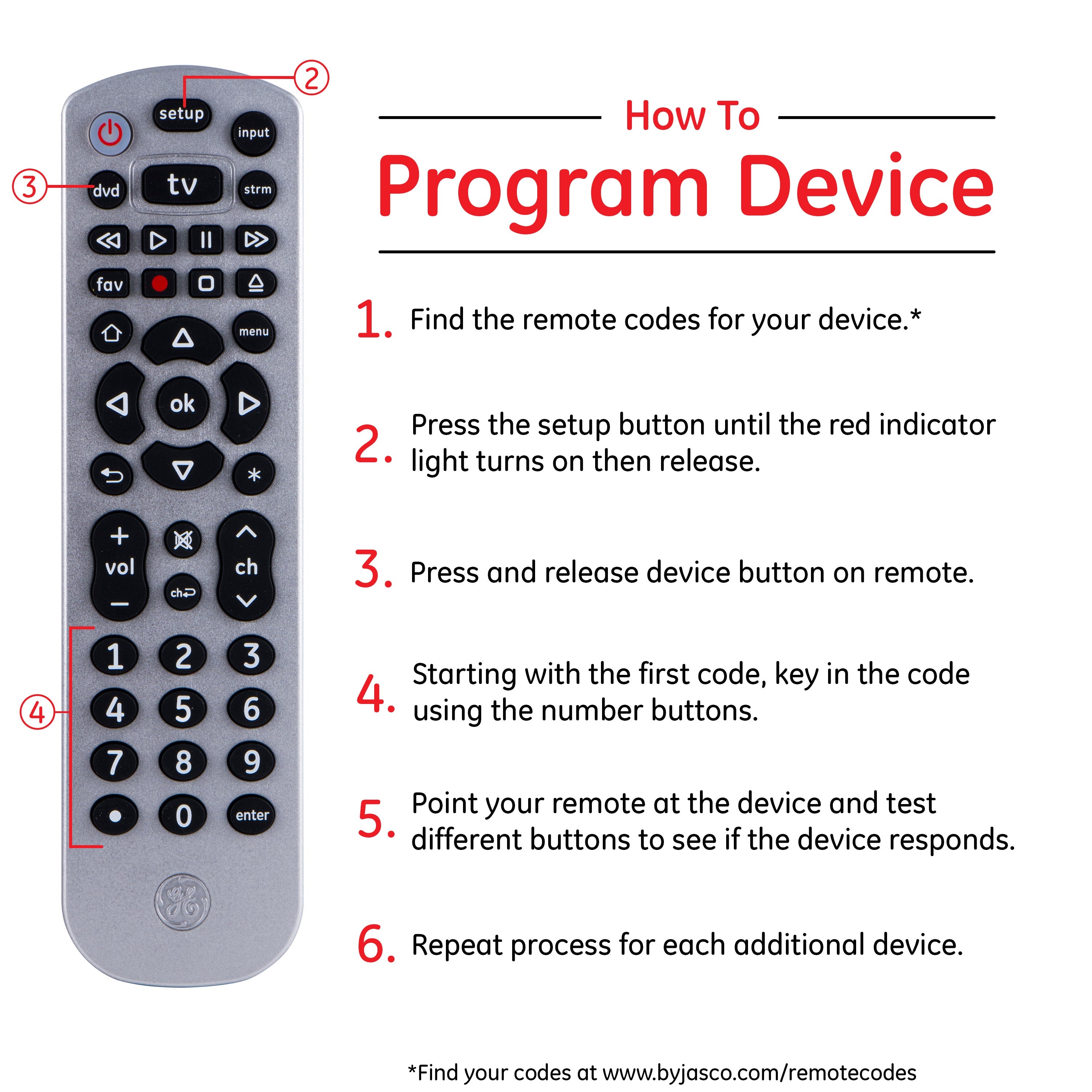 GE 3-Device Universal Remote, Silver