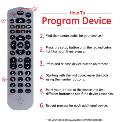 GE 3-Device Universal Remote, Silver