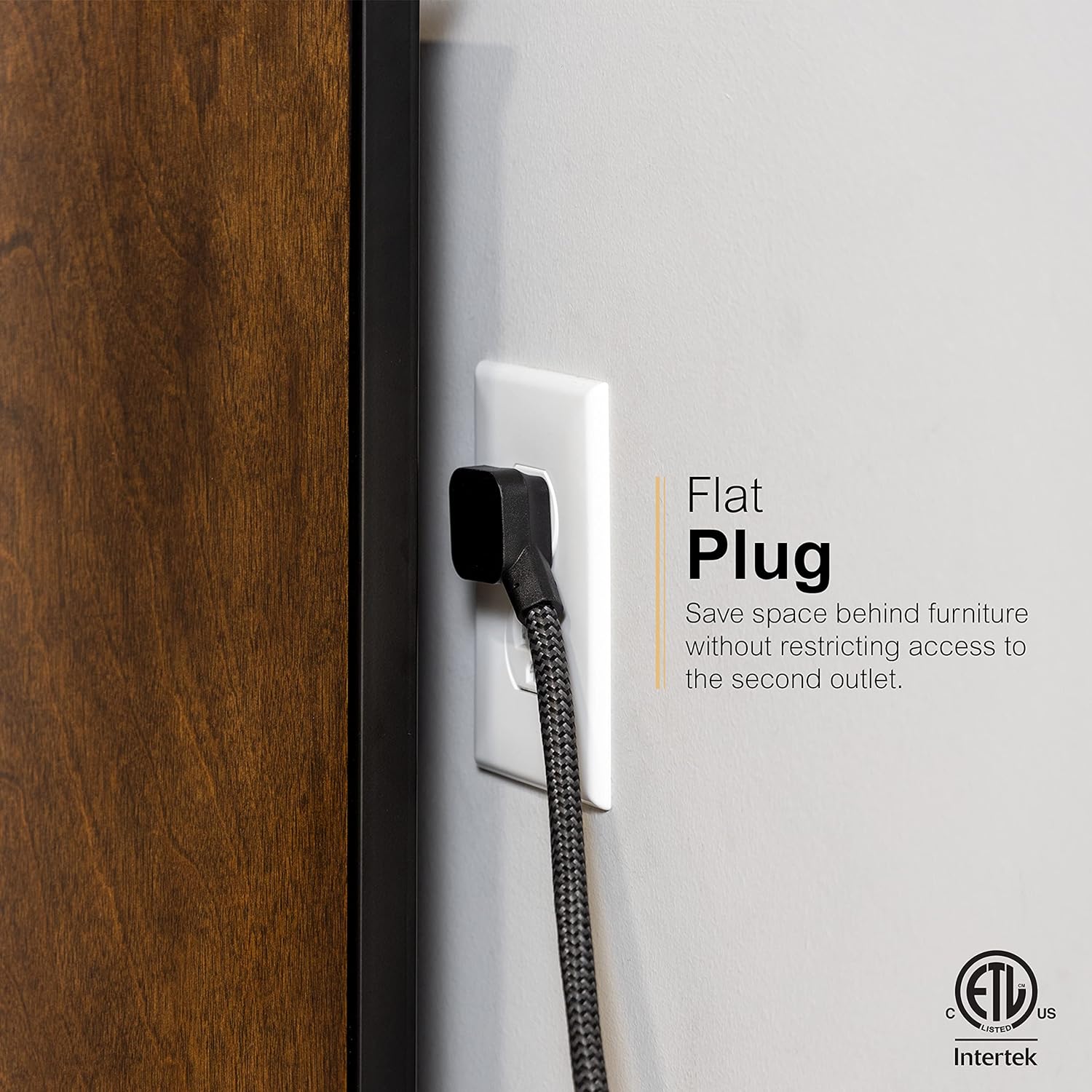 GE UltraPro ADAPT 5-Outlet Surge Protector with USB, 560J, 2 USB-A Ports, 2.4A, 3ft. Braided Cord, Black