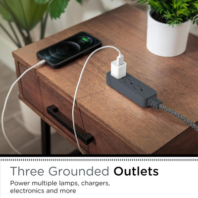 Cordinate 10ft. 3-Outlet Indoor Extension Cord, future gray