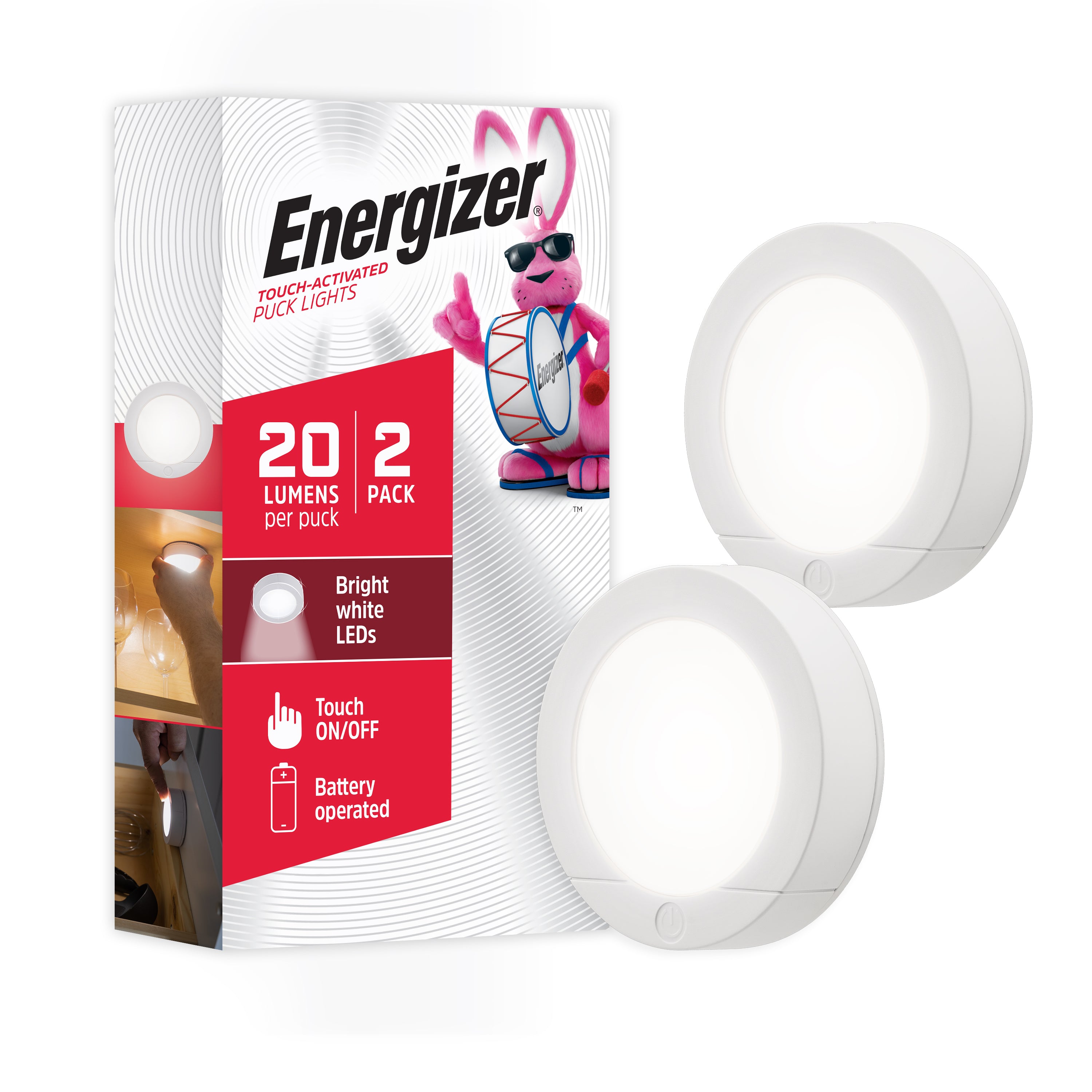 Energizer Touch-Activated LED Puck Light, Battery Operated