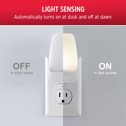 Energizer Night Light, Contempo, Light Sensing, 3000K, White, 2 Pack