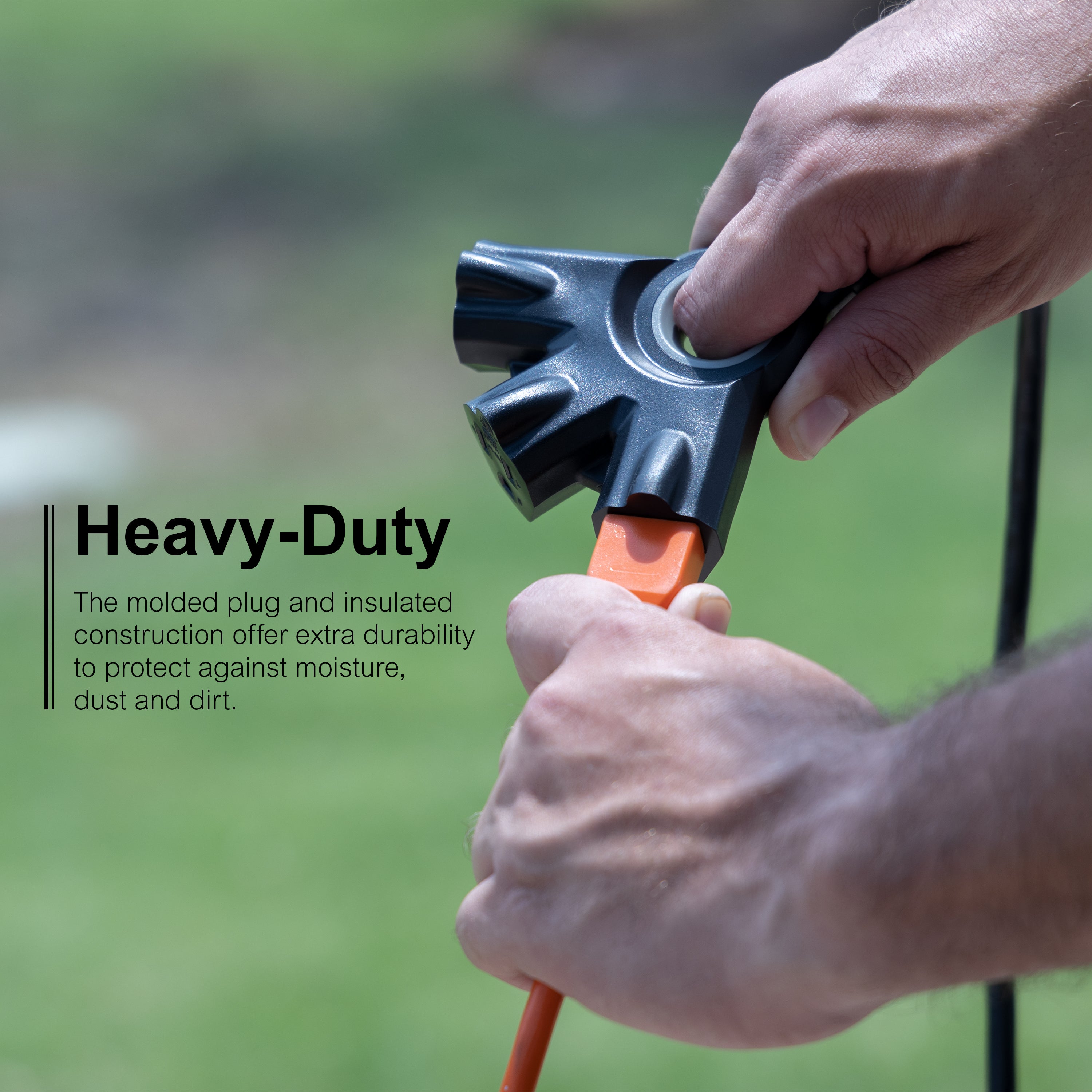 GE-branded 3-Outlet EZGrip Grounded Extension Cord, 25ft., Indoor/Outdoor, Black