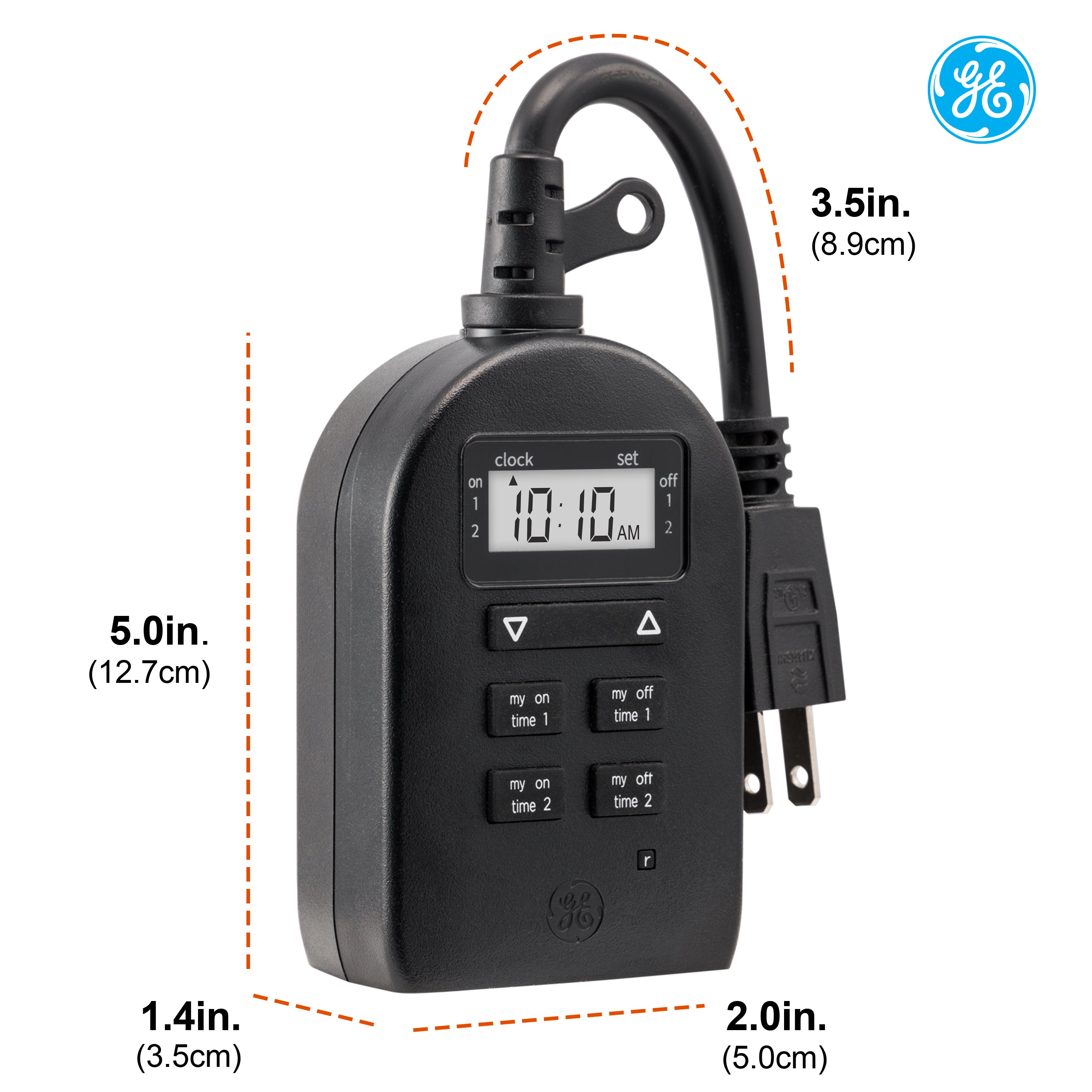 GE-branded myTouchSmart SimpleSet 1-Outlet Outdoor/Indoor Digital Plug-in Timer