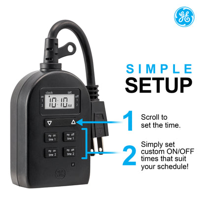 GE-branded myTouchSmart SimpleSet 1-Outlet Outdoor/Indoor Digital Plug-in Timer