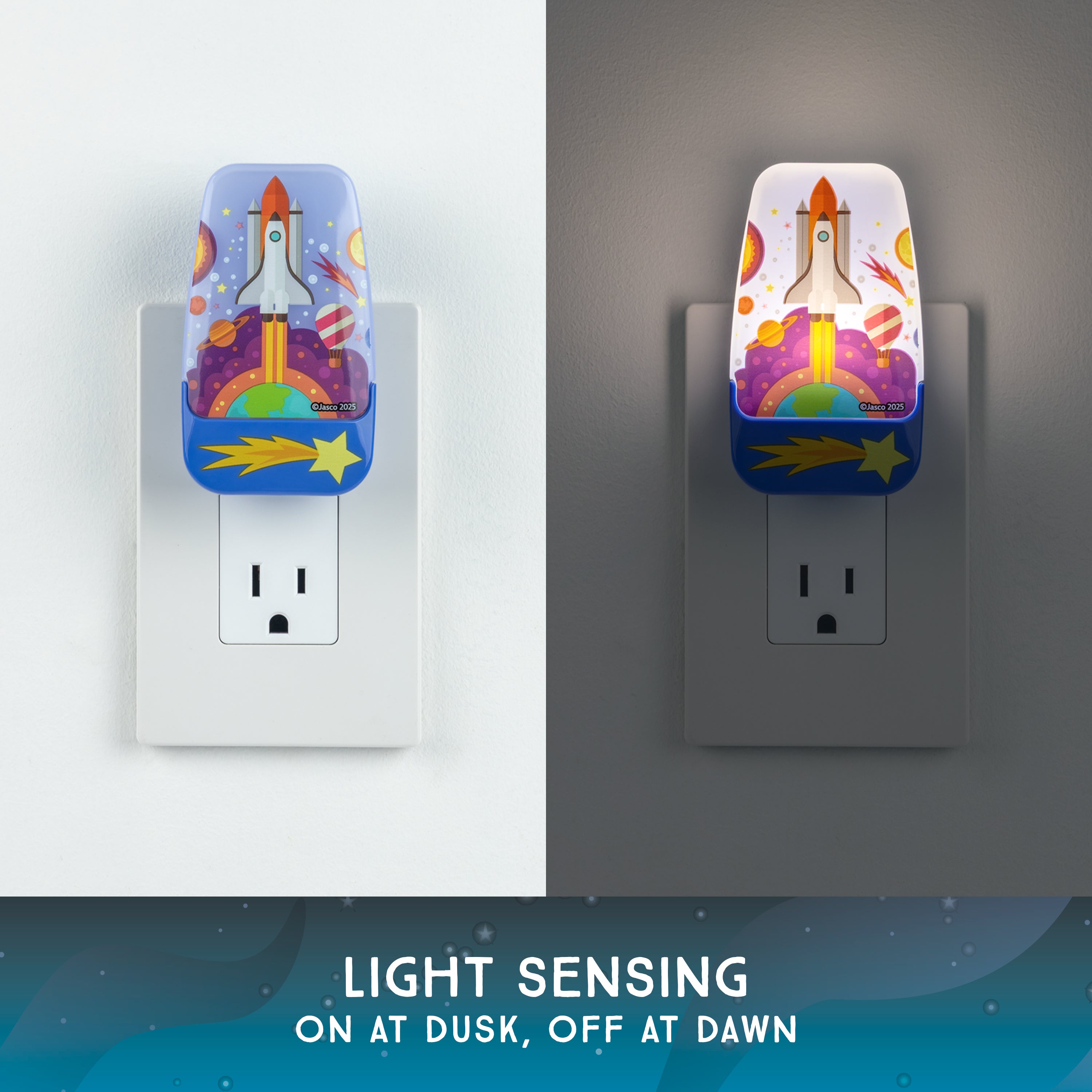 Lights By Night Space Night Light for Kids Plug in