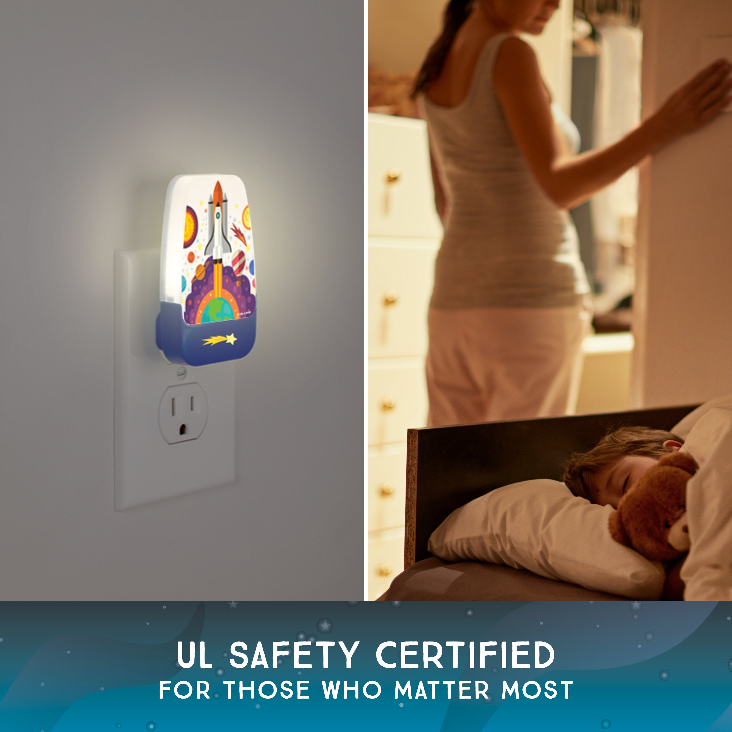 Lights By Night Space Night Light for Kids Plug in