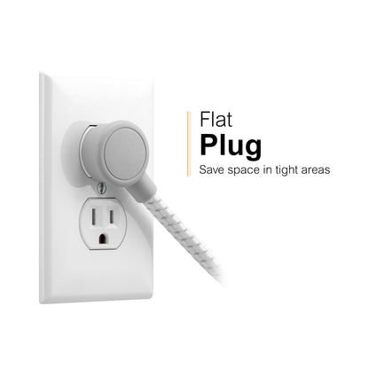 GE-branded UltraPro 7-Outlet Surge Protector, 2 USB-A, 1470 Joules, 4ft., White/Gray