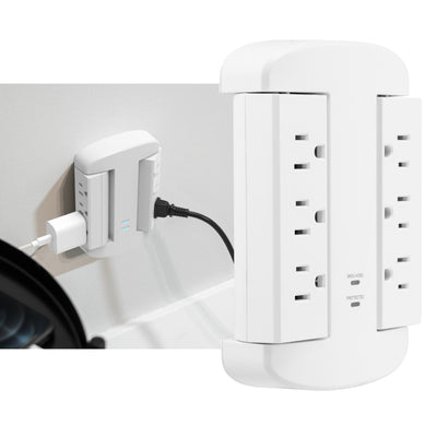GE-branded UltraPro 6-Outlet Swivel Surge Tap, 980J, White