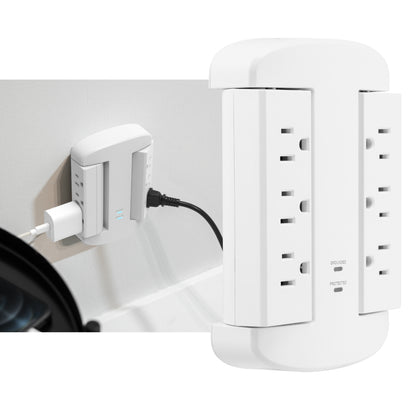 GE-branded UltraPro 6-Outlet Swivel Surge Tap, 980J, White