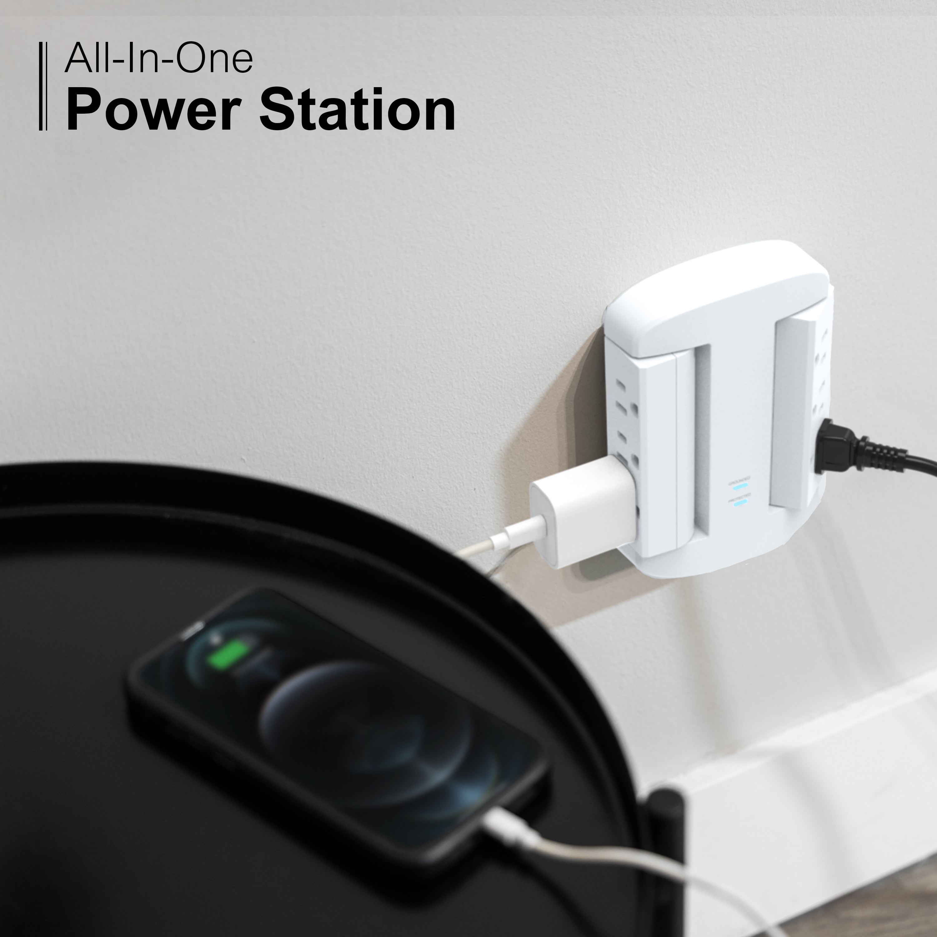 GE-branded UltraPro 6-Outlet Swivel Surge Tap, 980J, White