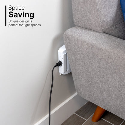 GE-branded UltraPro 6-Outlet Swivel Surge Tap, 980J, White