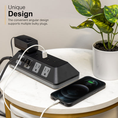 GE-branded UltraPro 10-Outlet Surge Protector, 3540J, 4ft. Braided Cord, Black