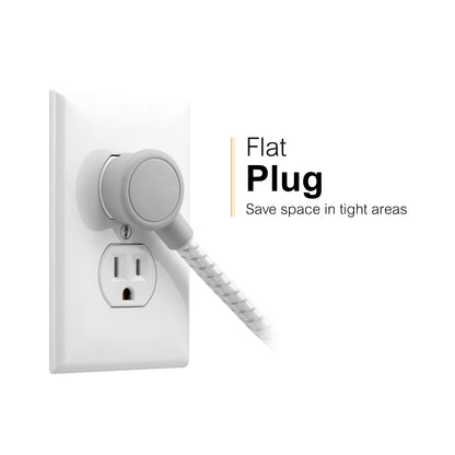 GE-branded UltraPro 3-Outlet Surge Protector with USB, 245J, 1 USB-A, 1 USB-C, White