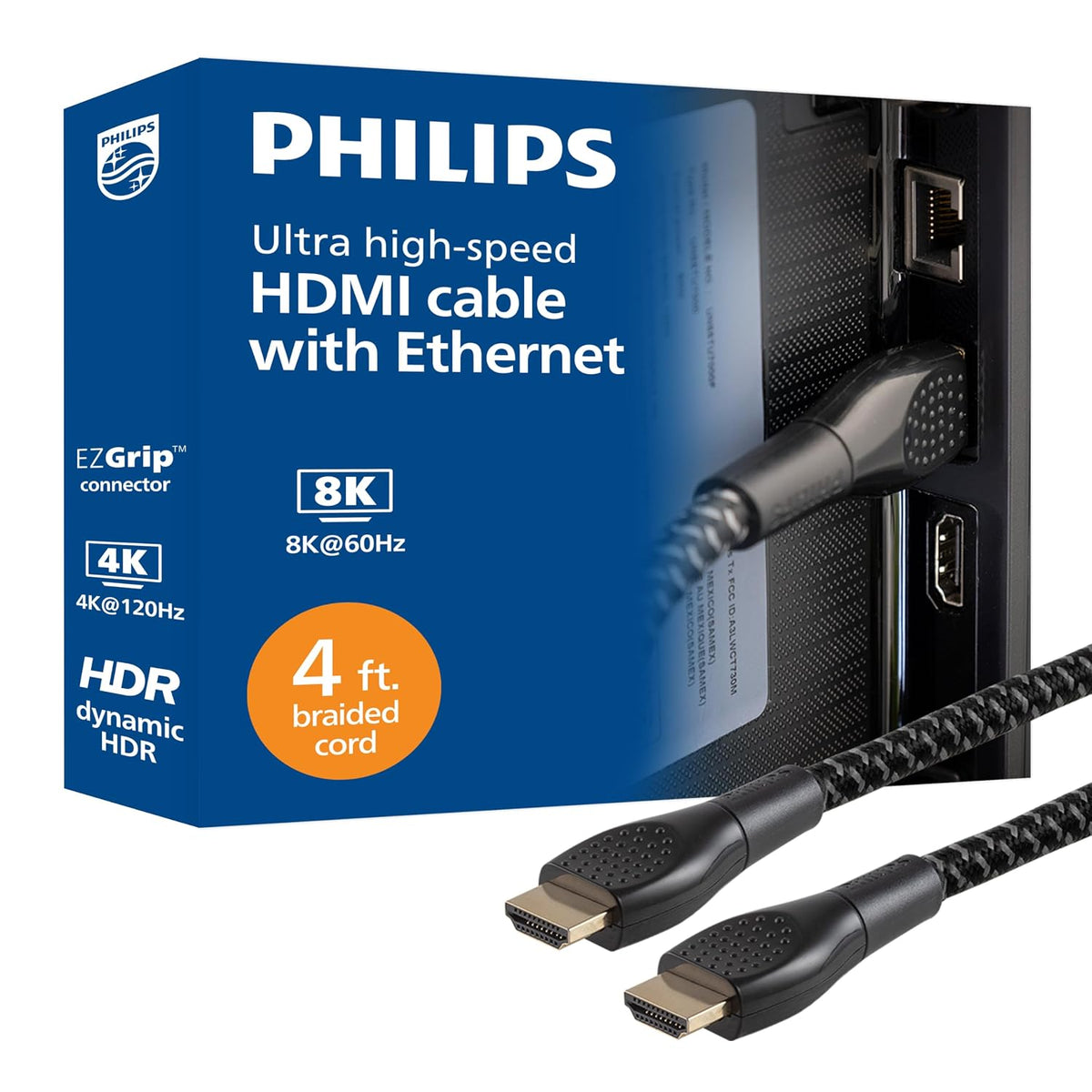 Philips Elite 8K Ultra High-Speed HDMI Cable, 4ft.