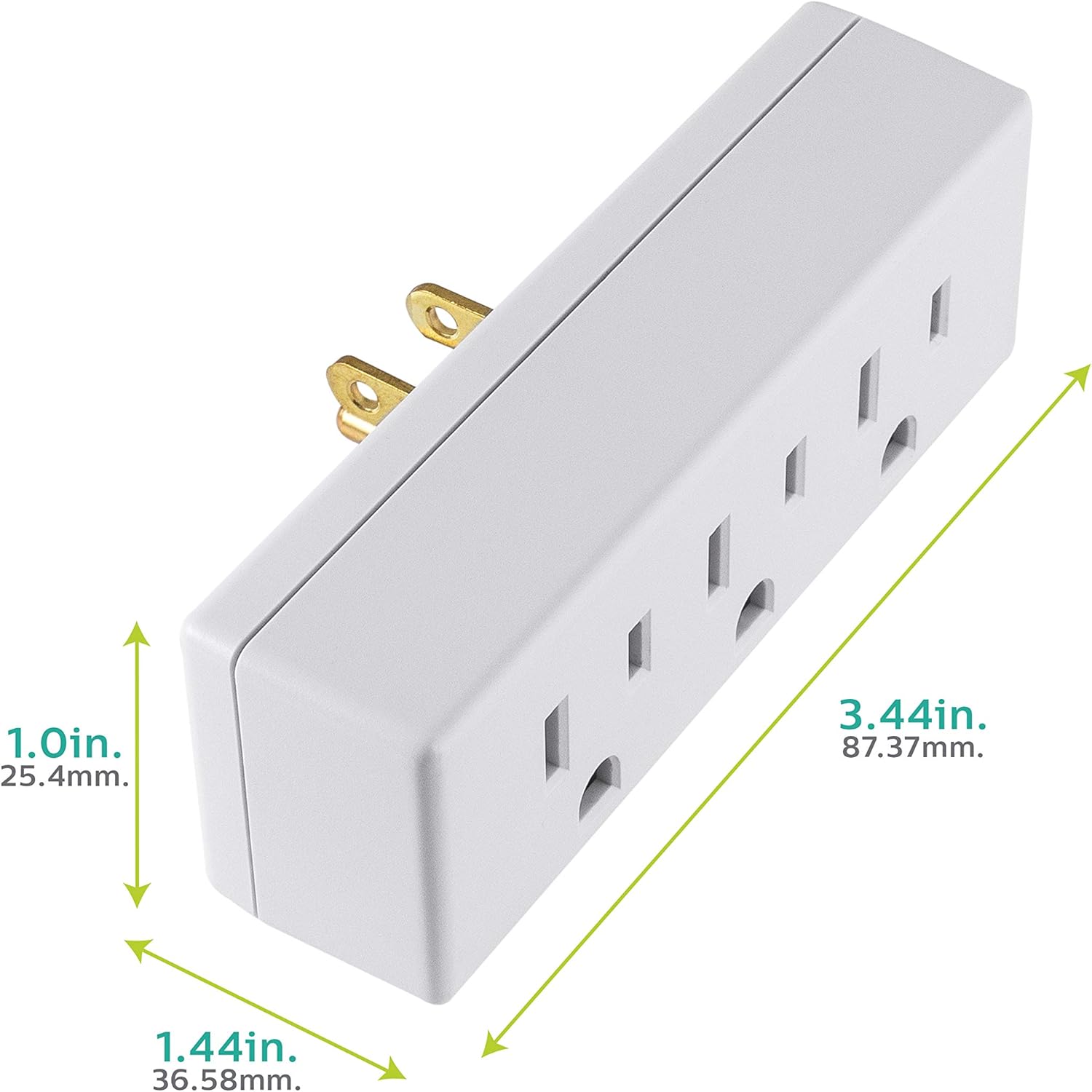 Philips Grounded 3-Outlet Tap, White, 4pk
