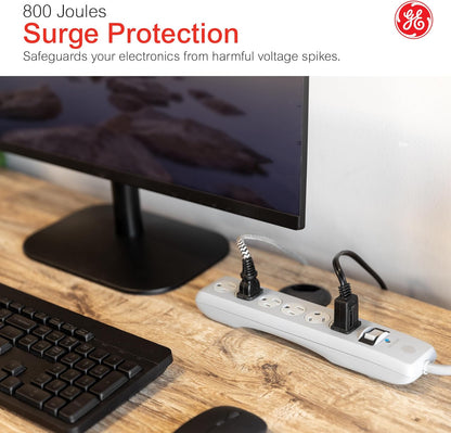 GE-branded 6-Outlet Surge Protector, Gray, 15ft. Cord