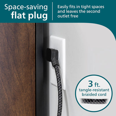Philips Surge Protector, 6OL, 1 USB-A, 1 USB-C, 12W, 945J, 3ft., Black
