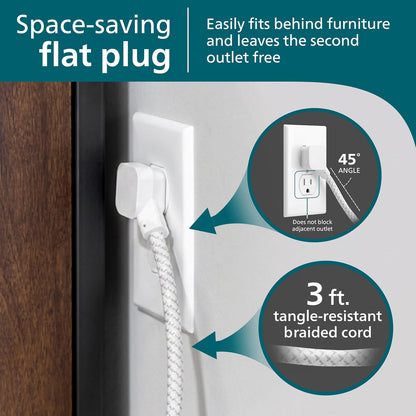 Philips 6-Outlet Surge Protector, 735 J, 3 ft. Braided Cord, White