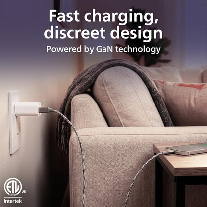 Philips USB-C and USB-A Rapid Charger with GaN technology and Power Delivery, 30W