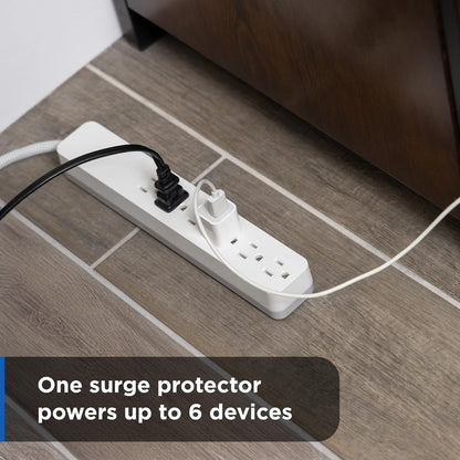 GE Pro 6-Outlet Surge Protector Extension Cord, 2ft., 620 Joules, White