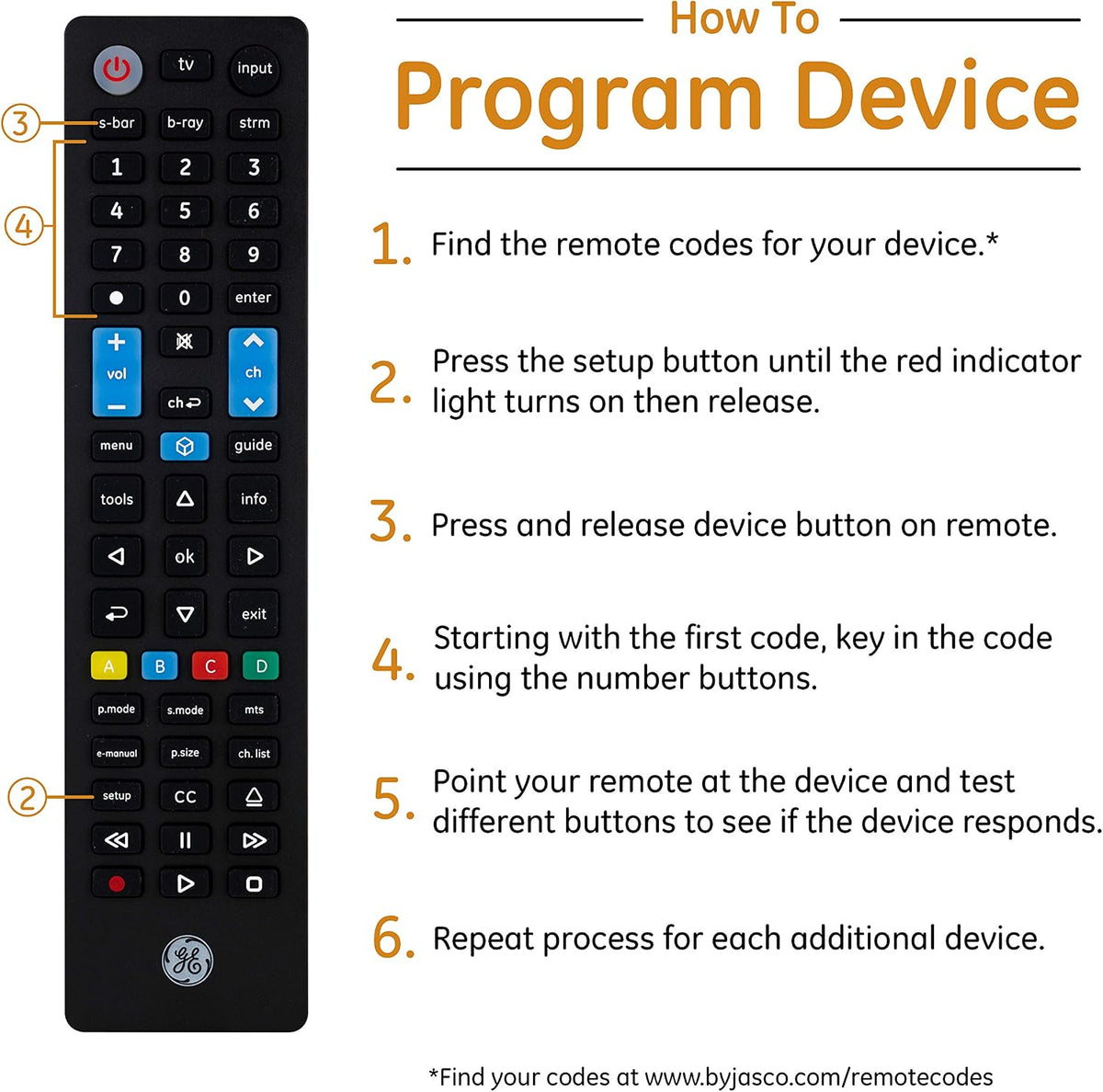 GE-branded UltraPro 4-Device Universal Replacement Samsung Remote+
