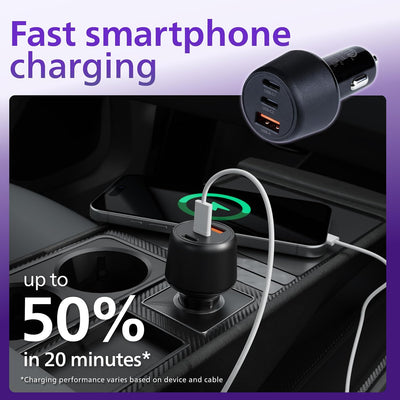 Philips Dual USB Car Charger USB-A and USB-C