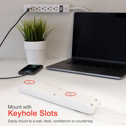 GE 6-Outlet 12ft. Power Strip, White