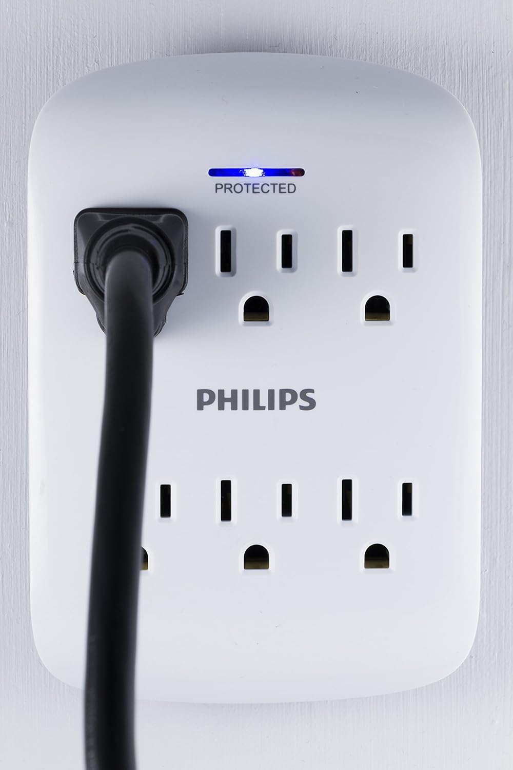 Philips 6-Outlet Surge Protector Wall Tap, White, 4pk