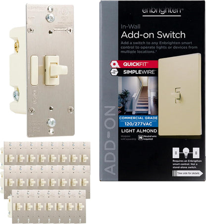 Enbrighten Add-On Toggle Switch With QuickFit™ And SimpleWire™, Light Almond, 24 Pack