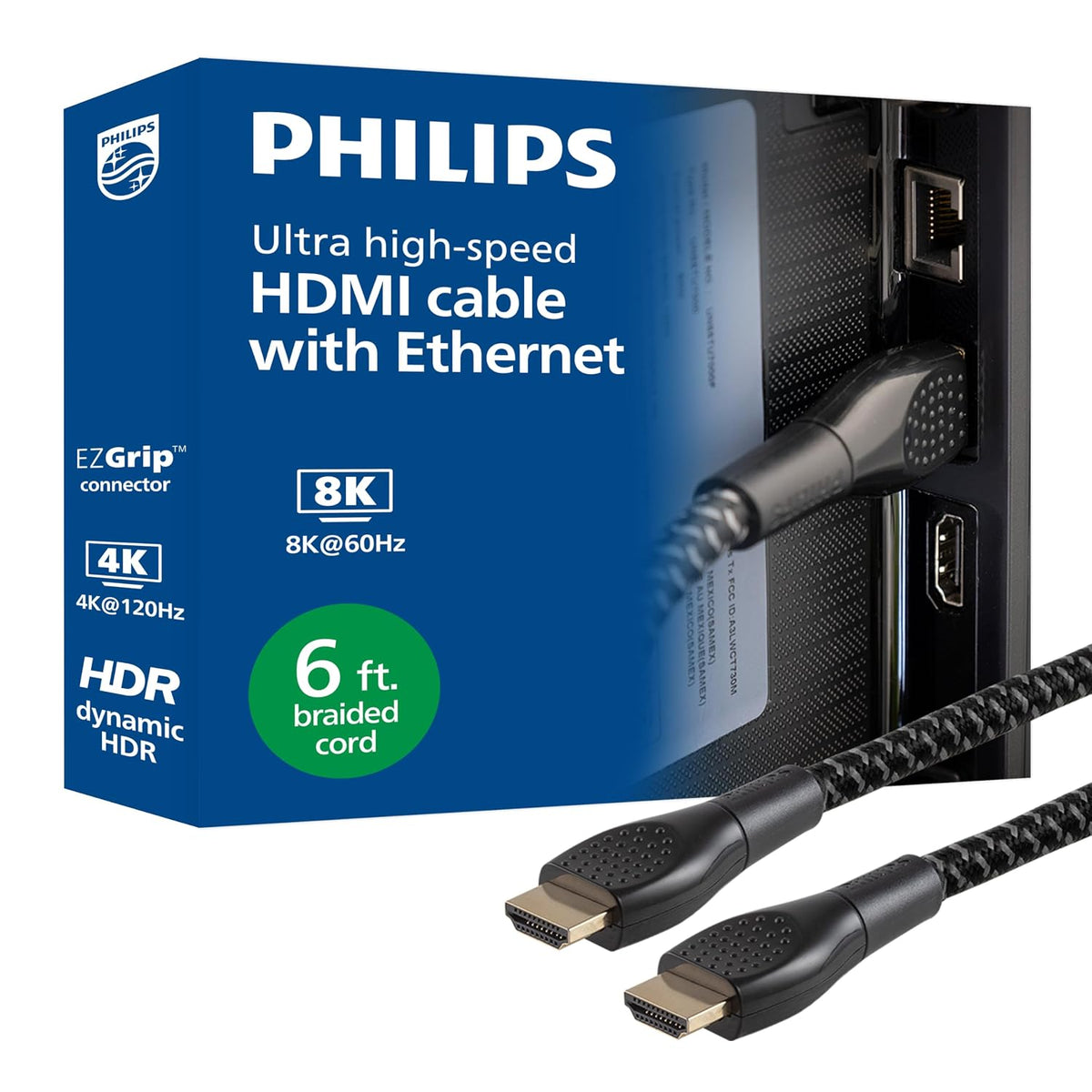 Philips Elite 8K Ultra High-Speed HDMI Cable, 6ft.