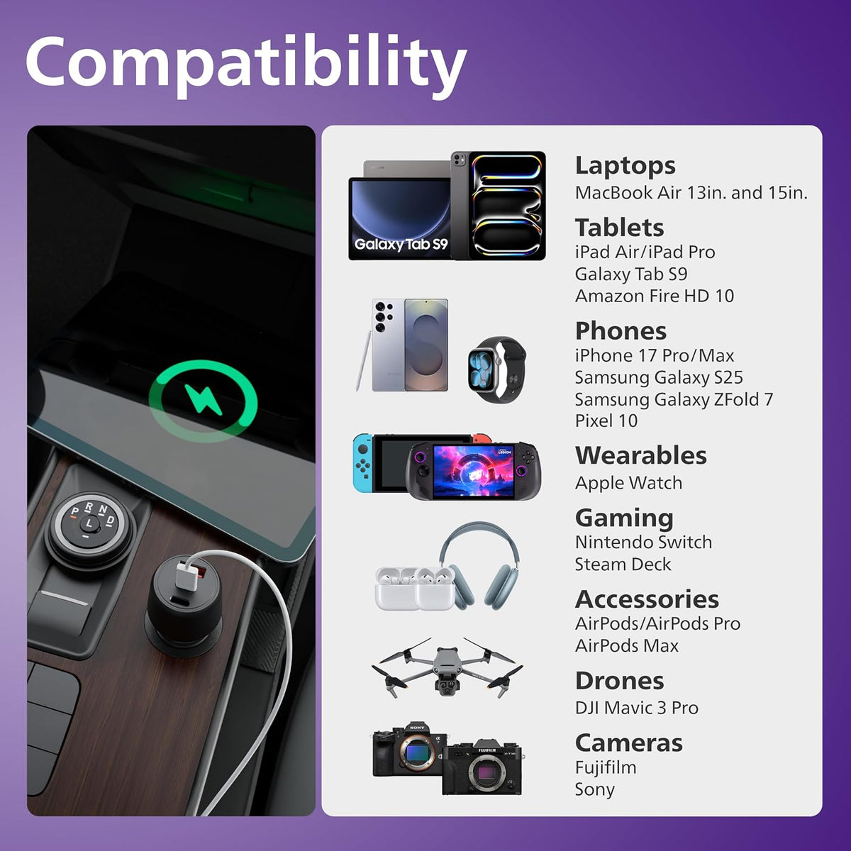 Philips Dual USB Car Charger USB-A and USB-C