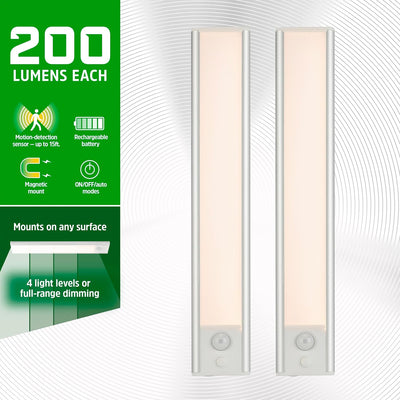 Energizer 9.5 inch Motion Sensor Rechargeable Under Cabinet Lighting 2 Pack