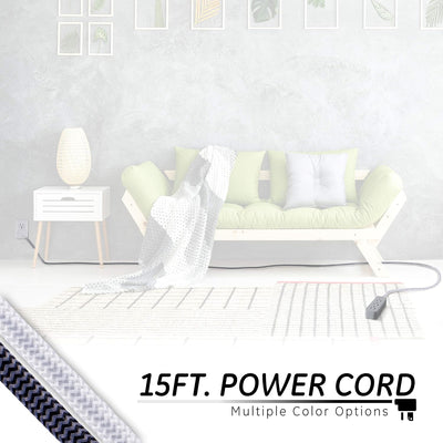 GE Pro 15ft. Extension Cord, Surge Protection, Braided Cord, Gray Heather