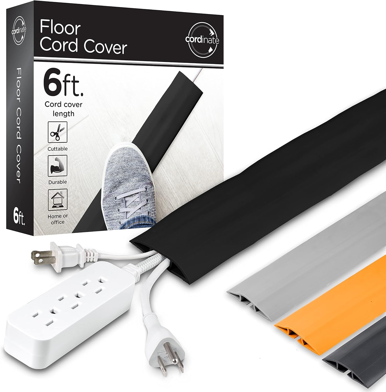 Cordinate Cable Management Floor Cover, 6ft., Black