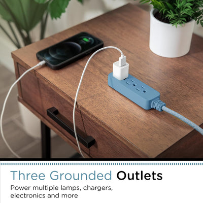 Cordinate 10ft. 3-Outlet Indoor Extension Cord, borrowed blue