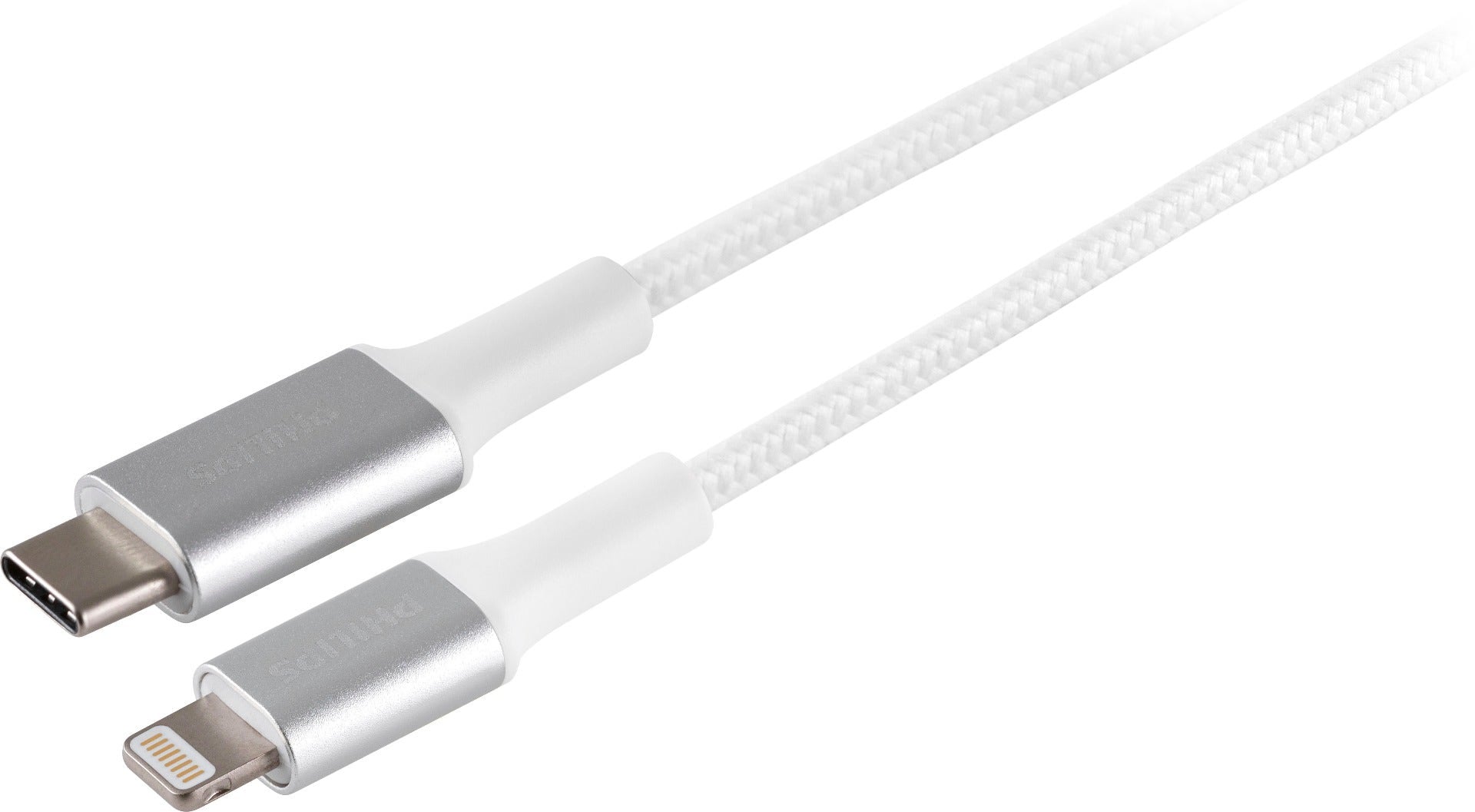 Philips 3ft. USB-C Lightning Charging Cable with Braided Cord, White