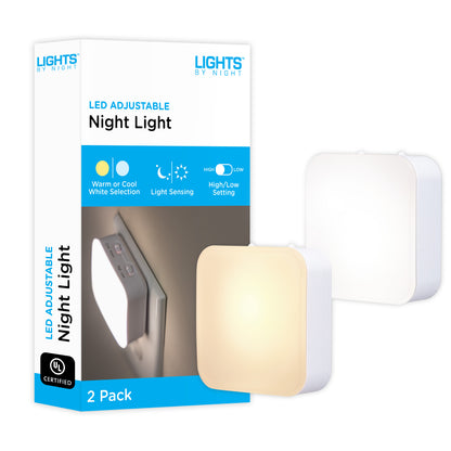 Lights by Night Adjustable LED Night Light, CCT, Dimmable, 2 Pack