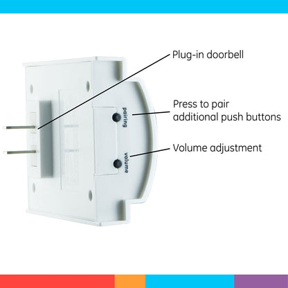 GE Plug-In 8-Chime Wireless Door Chime Kit, White