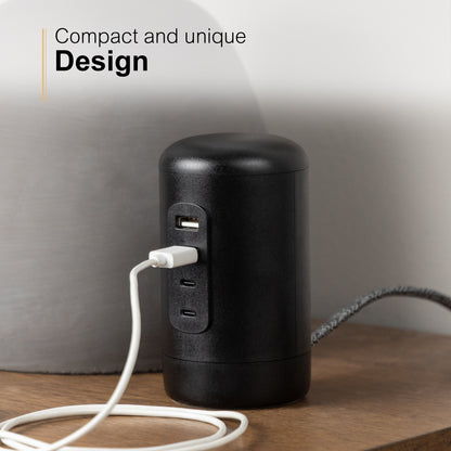 GE Desktop Power Hub, 2 USB-A, 2 USB-C, 5ft. cord, black