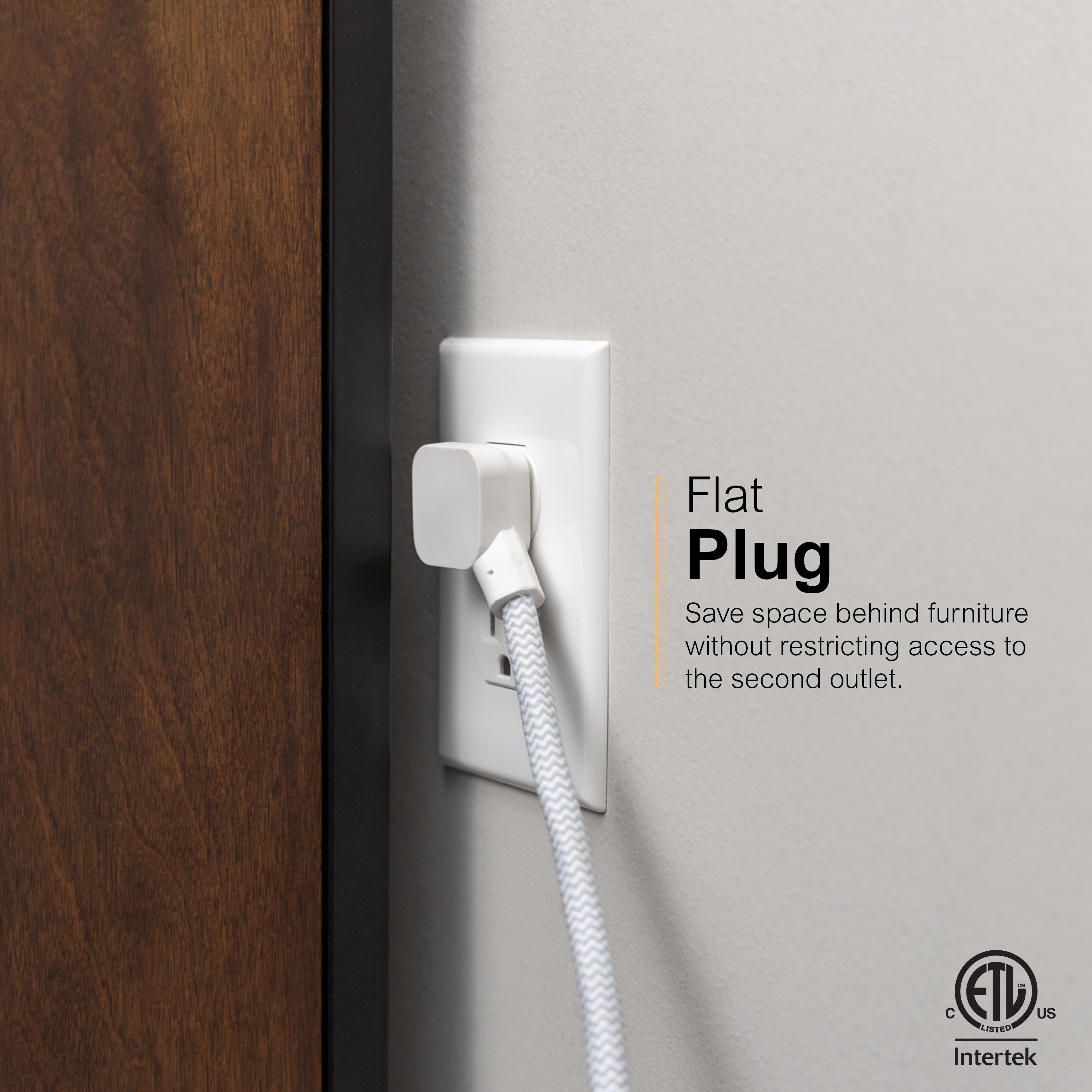 GE-branded 9-Outlet Surge Protector, 2480J, 6ft. Braided Cord, White