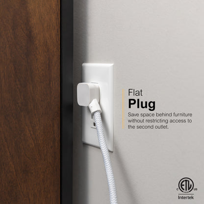 GE-branded 9-Outlet Surge Protector, 2480J, 6ft. Braided Cord, White