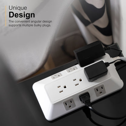 GE-branded 9-Outlet Surge Protector, 2480J, 6ft. Braided Cord, White